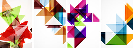 Set of colorful triangle poster cover template backgrounds. Vector illustration For Wallpaper,...