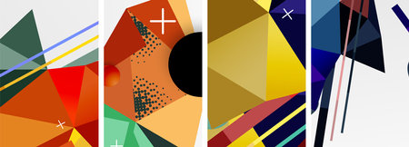 Geometric elements in abstract poster composition set. Vector illustration For Wallpaper, Banner,...