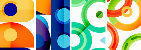 Circles and rings geometric backgrounds. Posters for wallpaper, business card, cover, poster, banner, brochure, header, websiteのイラスト素材