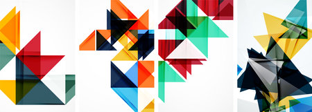 Set of colorful triangle poster cover template backgrounds. Vector illustration For Wallpaper,...