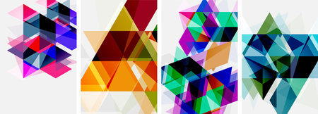 Colorful bright triangles with various colors and transparencies. Vector illustration For Wallpaper,...
