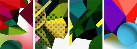 Set of geometric abstract composition with spheres and triangles. Vector illustration For Wallpaper,...