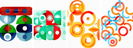 Circles and rings geometric backgrounds. Posters for wallpaper, business card, cover, poster, banner, brochure, header, websiteのイラスト素材