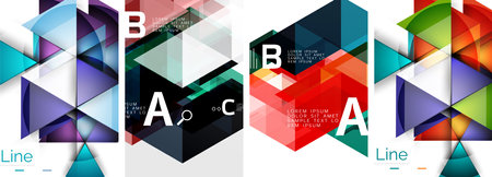 Set of triangle pattern poster backgrounds. Vector illustration For Wallpaper, Banner, Background, Card, Book Illustration, landing pageのイラスト素材