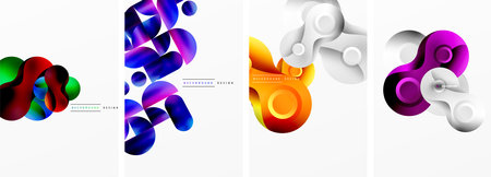 Circles and bubbles abstract geometric posters. Vector illustration For Wallpaper, Banner, Background, Card, Book Illustration, landing pageのイラスト素材