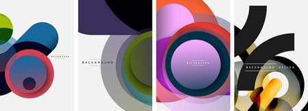 Set of abstract circle backgrounds. Vector illustration For Wallpaper, Banner, Background, Card,...