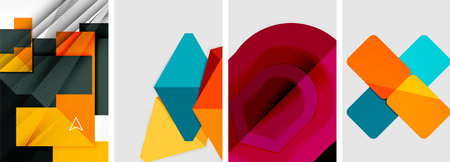 Set of geometric abstract poster backgrounds. Vector illustration For Wallpaper, Banner, Background,...