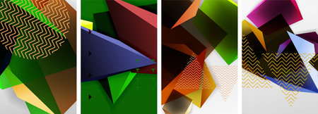 Trendy low poly 3d triangle shapes and other geometric elements background designs for wallpaper,...