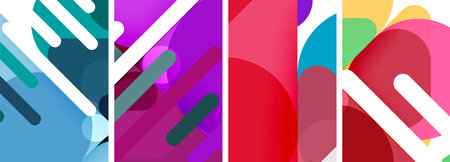 Colorful bright geometric abstract compositions for wallpaper, business card, cover, poster, banner, brochure, header, websiteのイラスト素材