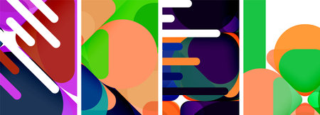 Colorful bright geometric abstract compositions for wallpaper, business card, cover, poster, banner, brochure, header, websiteのイラスト素材