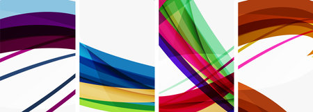 Colorful wave lines poster set for wallpaper, business card, cover, poster, banner, brochure, header, websiteのイラスト素材