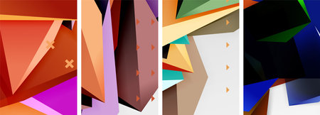 Trendy low poly 3d triangle shapes and other geometric elements background designs for wallpaper,...