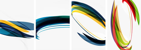 Colorful wave lines poster set for wallpaper, business card, cover, poster, banner, brochure, header, websiteのイラスト素材