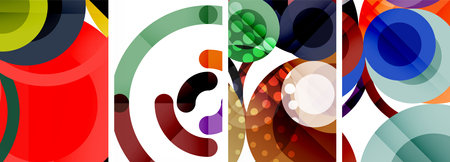 Set of circles geometric abstract posters. Abstract backgrounds for wallpaper, business card, cover, poster, banner, brochure, header, websiteのイラスト素材