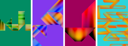 Set of colorful geometric posters - round shapes and circles with fluid color gradients. Abstract...
