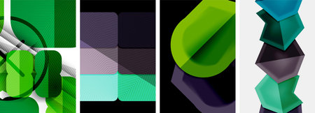 Set of geometric abstract poster backgrounds. Vector illustration For Wallpaper, Banner, Background,...