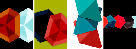 Set of geometric poster backgrounds. Vector illustration For Wallpaper, Banner, Background, Card, Book Illustration, landing pageのイラスト素材