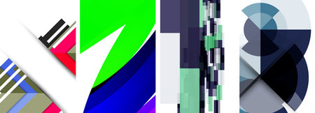 Vector posters - minimalist geometric abstract backgrounds, featuring circles, lines, and triangles...
