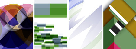 Sleek geometric abstract backgrounds composed of circles, lines, and triangles, exuding minimalist...