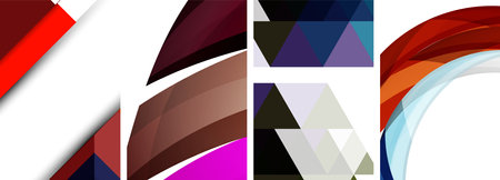 Vector posters - minimalist geometric abstract backgrounds, featuring circles, lines, and triangles...