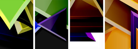 Triangle composition poster background set for wallpaper, business card, cover, poster, banner, brochure, header, websiteのイラスト素材