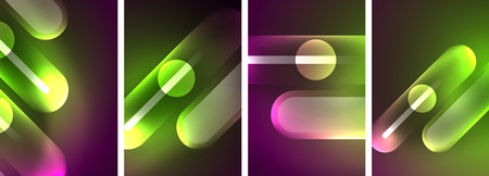 Abstract composition. Aglow in neon hues against the dark, radiating energy and allure, a...