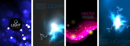 Neon glow light lightning concept posters. Vector illustration For Wallpaper, Banner, Background, Card, Book Illustration, landing pageのイラスト素材