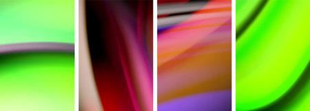 Rainbow style fluid color wave line background poster set. Vector Illustration For Wallpaper,...