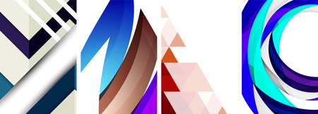 Vector posters - minimalist geometric abstract backgrounds, featuring circles, lines, and triangles in clean, modern designのイラスト素材