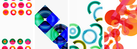 Round geometric elements and circles in background design for wallpaper, business card, cover, poster, banner, brochure, header, websiteのイラスト素材