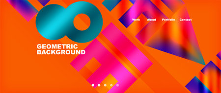 Various colorful geometric shapes abstract web template with gradients and light blur effects....