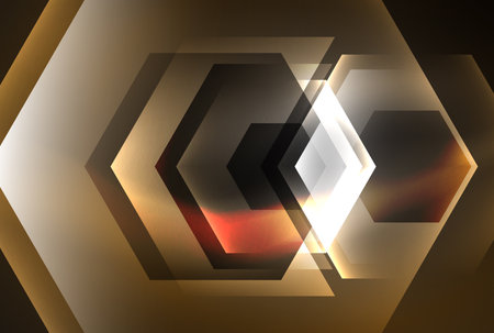 Arrow hexagon neon light glowing shapes background. Vector illustration For Wallpaper, Banner, Background, Card, Book Illustration, landing pageのイラスト素材