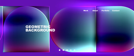 Geometric shapes of circles and squares on a violet sky background