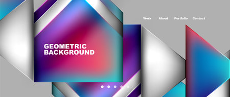 Geometric design with purple triangles and squares on a gray backgroundのイラスト素材