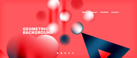 Geometric pattern with circles and triangles on a vibrant red backgroundのイラスト素材