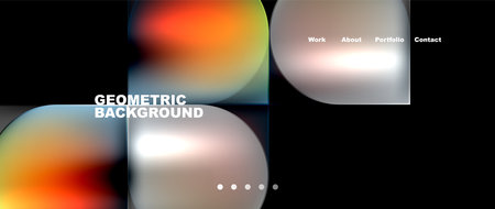 a geometric background with circles and squares on a black backgroundのイラスト素材