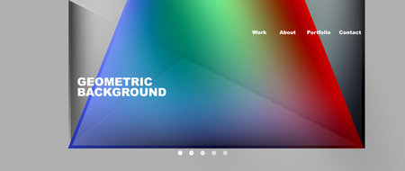 Electric blue triangle geometry on display gadget with multimedia graphics