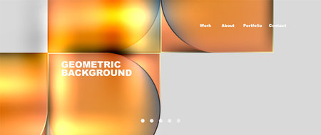 Geometric background with squares and circles in amber and orange huesのイラスト素材