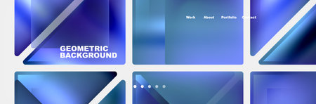 a set of blue geometric backgrounds with white lines