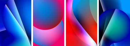 a collage of four different colored abstract backgrounds