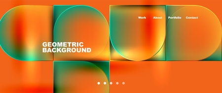 Vibrant geometric background with circles and squares on an amber backdrop