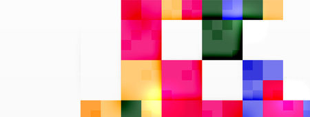 Colorful squares create a vibrant pattern on white background