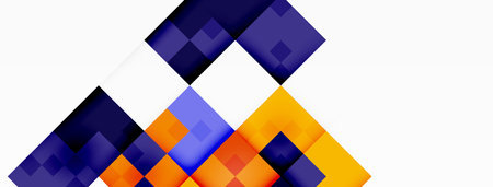 Colorful triangle composed of blue and orange squares on a white backgroundのイラスト素材