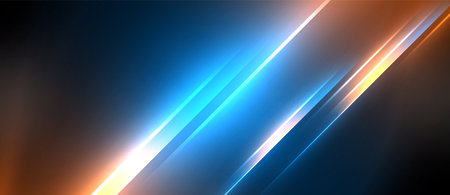 Electric blue and orange lens flare on a dark sky backgroundのイラスト素材