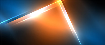 Amber and orange light create a lens flare on a dark blue backgroundのイラスト素材