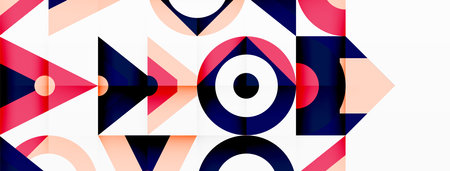 a colorful geometric pattern with arrows and circles on a white backgroundのイラスト素材