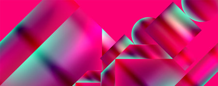 Neon color abstract geometric shapes background design. Vector Illustration For Wallpaper, Banner, Background, Card, Book Illustration, landing pageのイラスト素材