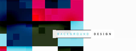 A vibrant and colorful pattern of rectangles in shades of violet, aqua, and electric blue set against a white background. The font is azure, creating a parallel design with different tints and shadesのイラスト素材