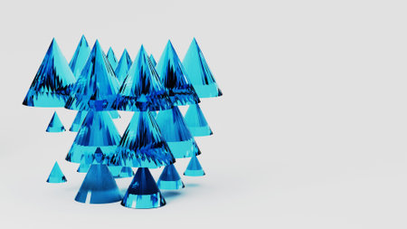 Transparent abstract geometric shapes. Minimal 3d render backgroundの写真素材