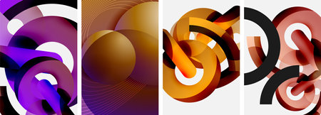 Circle geometric abstract vector posters. Vector Illustration For Wallpaper, Banner, Background, Card, Book Illustration, landing pageのイラスト素材